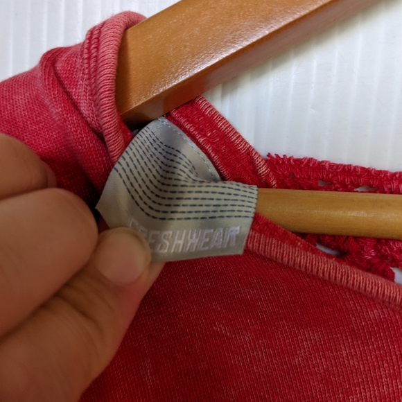 FRESHWEAR crochet lace back red Sweatshirt - Picture 3 of 9